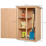 Outsunny Wooden Small Shed, Garden Storage Shed with Shelves and Bolt Latch, 75L x 56W x115H cm, Natural