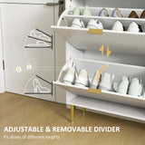 HOMCOM Narrow Shoe Cabinet with 2 Flip Drawers - White