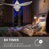 HOMCOM Reversible Ceiling Fan with Light, 3 Blades Indoor Modern Mount White LED Lighting Fan with Remote Controller, for Bedroom, Living Room, White