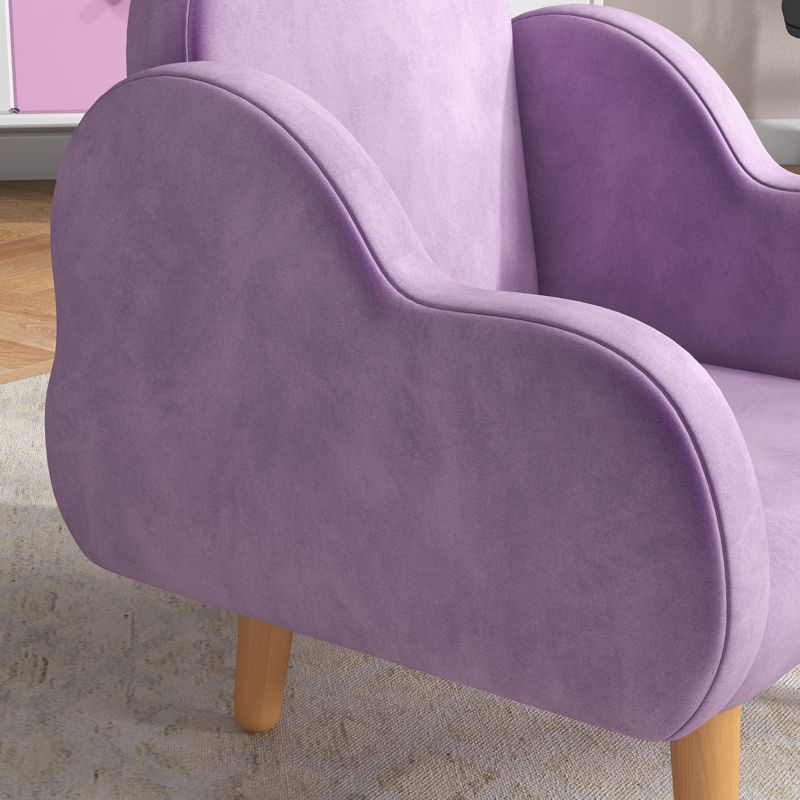 ZONEKIZ Kids Armchair Toddler Sofa Children Chair with Arm Rest, Wooden Frame, Velvet, PP Legs, Cloud Shape, for Ages 1.5-3 Years - Purple