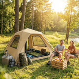 Outsunny Pop Up Tent 3000mm Waterproof Camping Tents with Mesh Windows 2-3 People Khaki