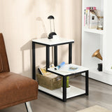 3-Tier Side End Table with Storage Rack for Living Room