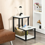 3-Tier Side End Table with Storage Rack for Living Room