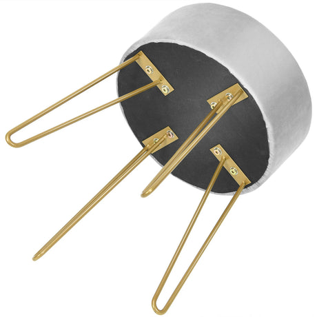 Velvet Stool with Metal Legs Round Footstool Modern Velvet Ottoman Side Stool Gray