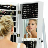 Free Standing Jewelry Armoire with Full Length Mirror for Bedroom