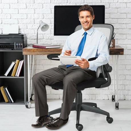 Lightweight Mesh Office Chair with Lumbar Support-Grey