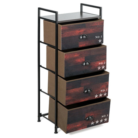 Industrial 4 Fabric Drawers Storage Dresser with Fabric Drawers and Steel Frame