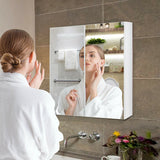 2-Tier Wall-Mounted Storage Cabinet with Double Mirror Doors
