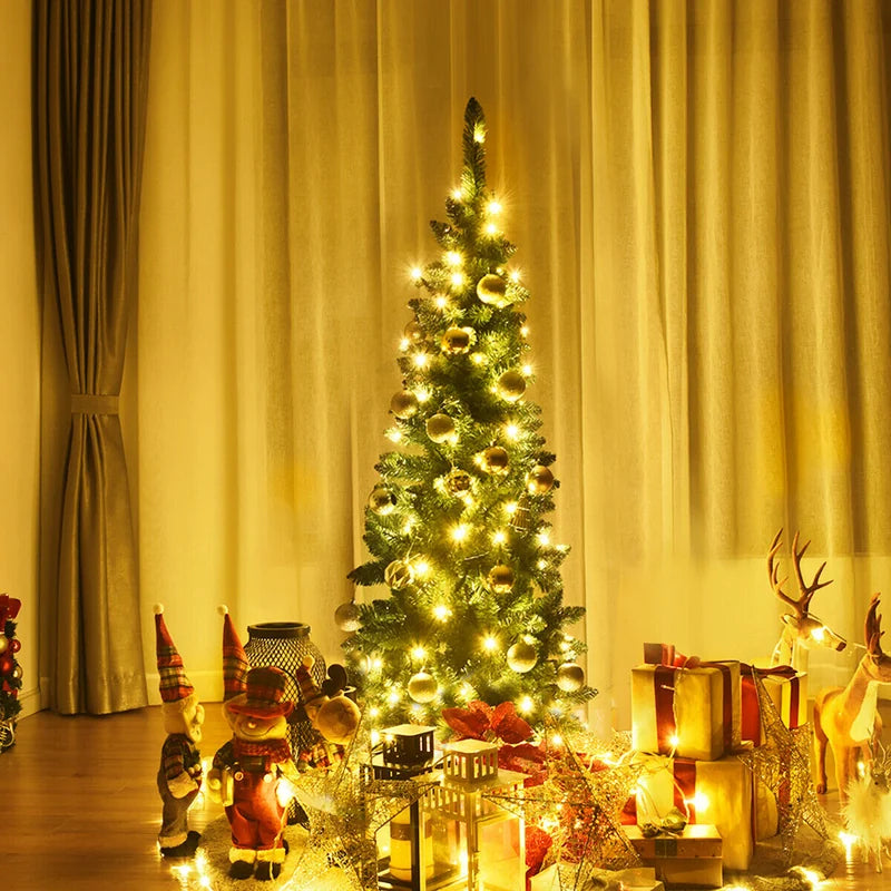 Artificial Pencil Christmas Tree with LED Lights in 3 Sizes-7.5FT