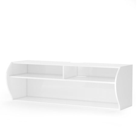 48.5 Inch 2 Tier Modern Wall Mounted Hanging Floating Shelf-White