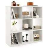 Wooden Kids Bookcase with Storage Cubbies and Anti-toppling Devices-White