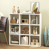 Wooden Kids Bookcase with Storage Cubbies and Anti-toppling Devices-White