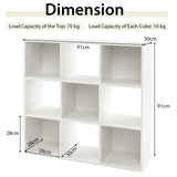 Wooden Kids Bookcase with Storage Cubbies and Anti-toppling Devices-White