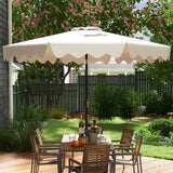 9 Feet Patio Umbrella with Crank Handle and Push Button Tilt-Beige