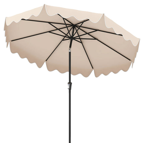 9 Feet Patio Umbrella with Crank Handle and Push Button Tilt-Beige