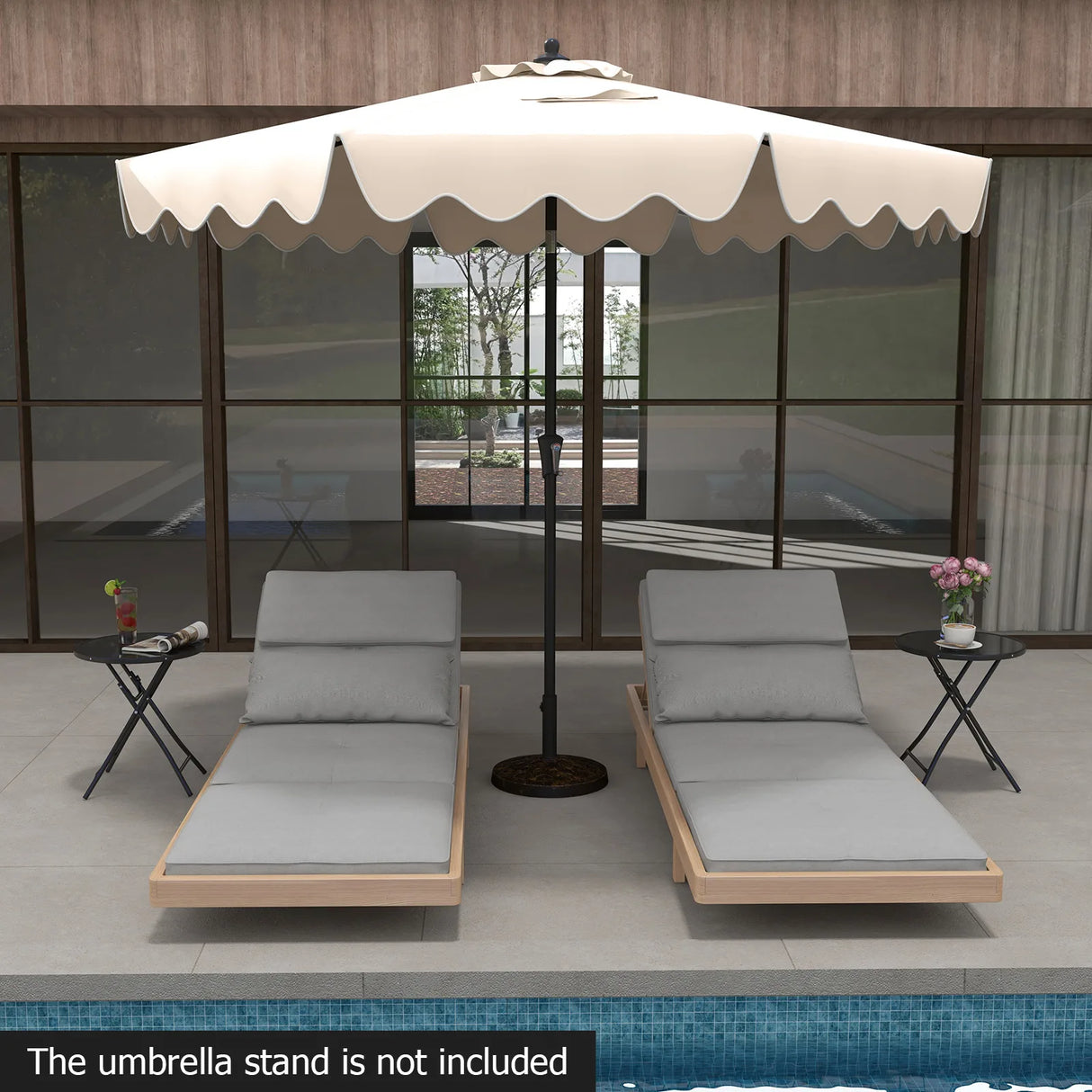 9 Feet Patio Umbrella with Crank Handle and Push Button Tilt-Beige