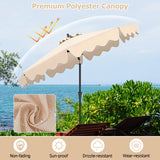 9 Feet Patio Umbrella with Crank Handle and Push Button Tilt-Beige