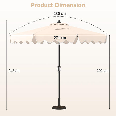 9 Feet Patio Umbrella with Crank Handle and Push Button Tilt-Beige