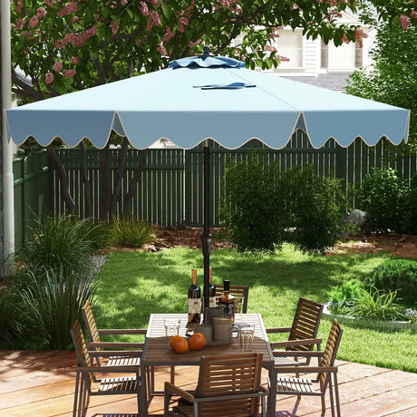 9 Feet Patio Umbrella with Crank Handle and Push Button Tilt-Navy
