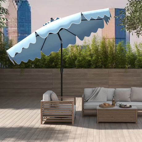 9 Feet Patio Umbrella with Crank Handle and Push Button Tilt-Navy