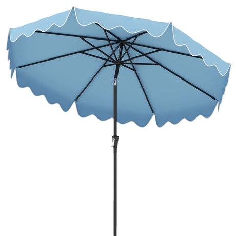 9 Feet Patio Umbrella with Crank Handle and Push Button Tilt-Navy