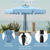 9 Feet Patio Umbrella with Crank Handle and Push Button Tilt-Navy