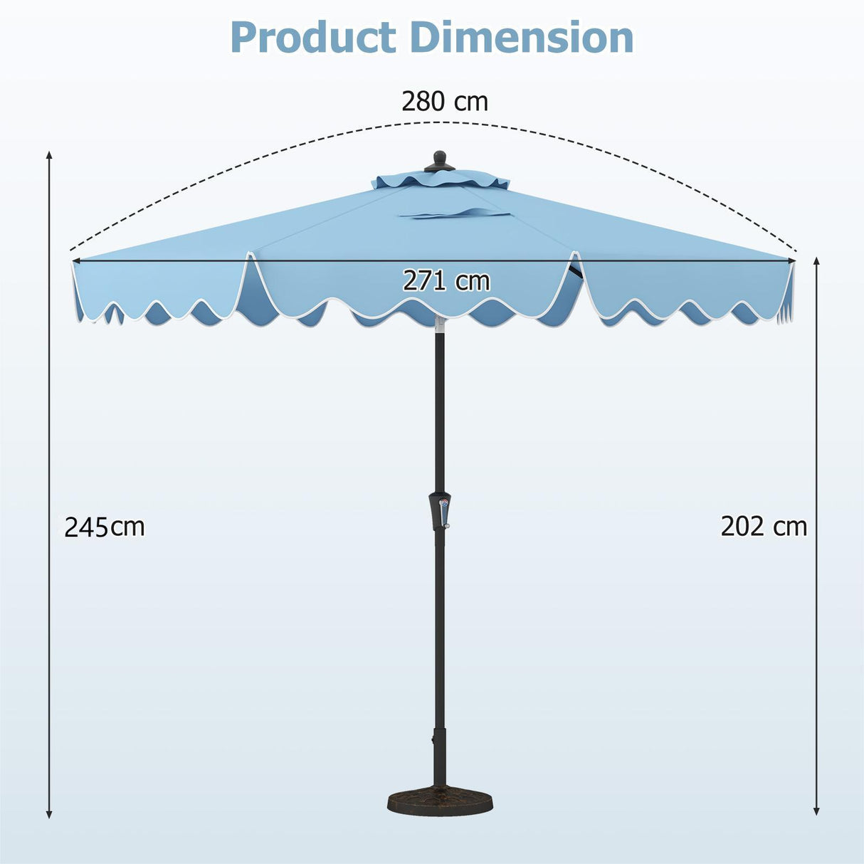 9 Feet Patio Umbrella with Crank Handle and Push Button Tilt-Navy