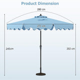 9 Feet Patio Umbrella with Crank Handle and Push Button Tilt-Navy