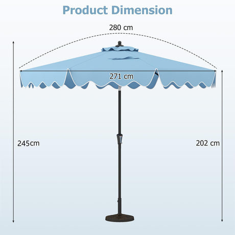 9 Feet Patio Umbrella with Crank Handle and Push Button Tilt-Navy