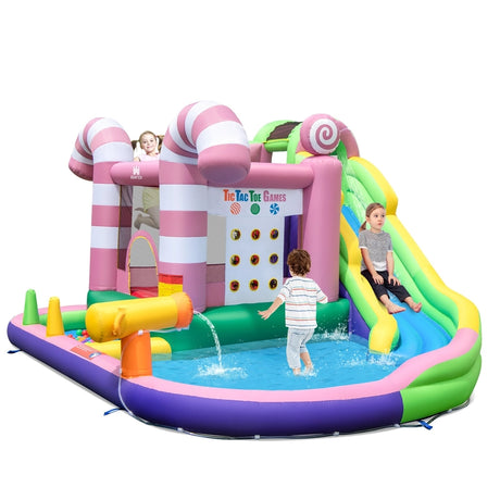 9-in-1 Inflatable Sweet Candy Water Slide Park