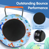 90 cm Folding  Mini Trampoline for Kids with Lights and Padded Safety Cover-Blue