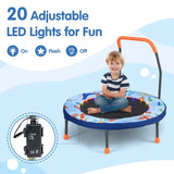 90 cm Folding  Mini Trampoline for Kids with Lights and Padded Safety Cover-Blue