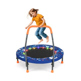 90 cm Folding  Mini Trampoline for Kids with Lights and Padded Safety Cover-Navy