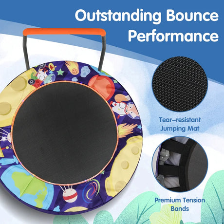 90 cm Folding  Mini Trampoline for Kids with Lights and Padded Safety Cover-Purple