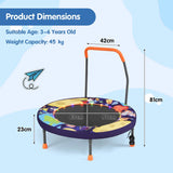 90 cm Folding  Mini Trampoline for Kids with Lights and Padded Safety Cover-Purple