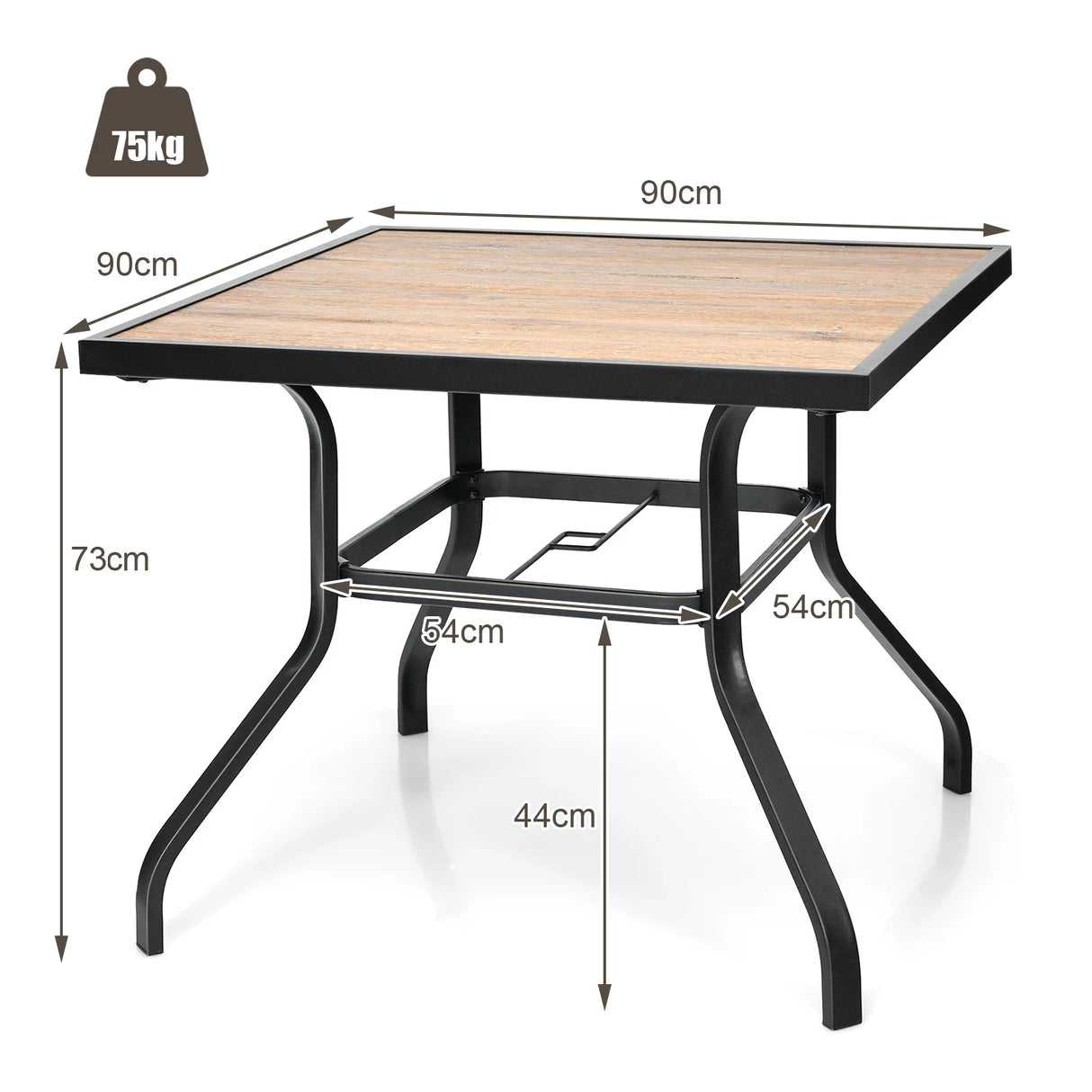 Patio Metal Square Dining Table for Garden and Poolside