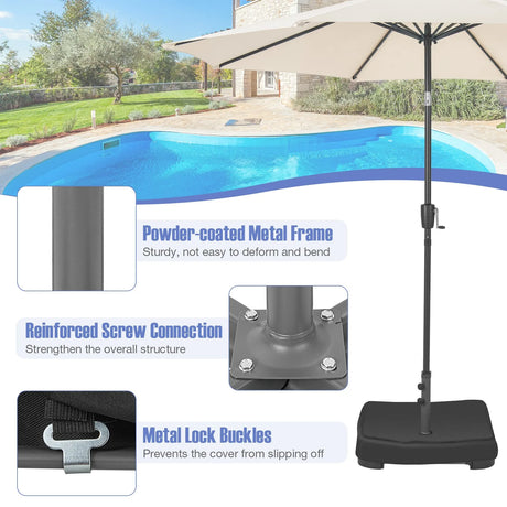 Fillable Umbrella Base with 2 Sandbags and Dust-proof Cover