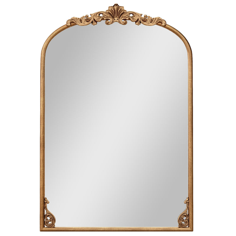 Arched Mirror for Wall Gold Traditional Vintage Ornate Baroque Mirror with Metal Frame-M