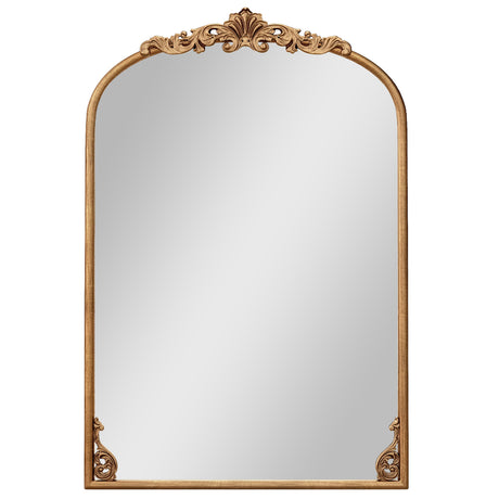 Arched Mirror for Wall Gold Traditional Vintage Ornate Baroque Mirror with Metal Frame-M