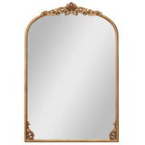 Arched Mirror for Wall Gold Traditional Vintage Ornate Baroque Mirror with Metal Frame-M