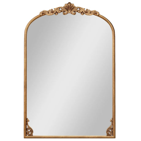 Arched Mirror for Wall Gold Traditional Vintage Ornate Baroque Mirror with Metal Frame-M