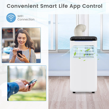 9000 BTU 4-in-1 Portable Air Conditioner with App Control and Sleep Mode-White
