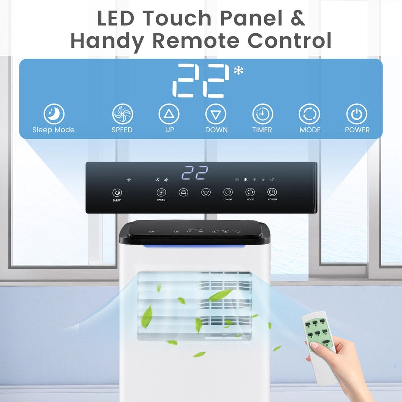 9000 BTU 4-in-1 Portable Air Conditioner with App Control and Sleep Mode-White