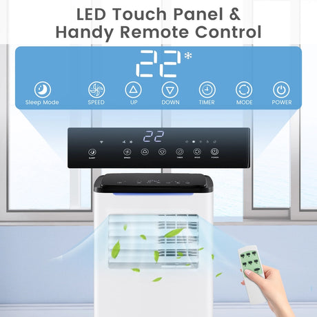 9000 BTU 4-in-1 Portable Air Conditioner with App Control and Sleep Mode-White