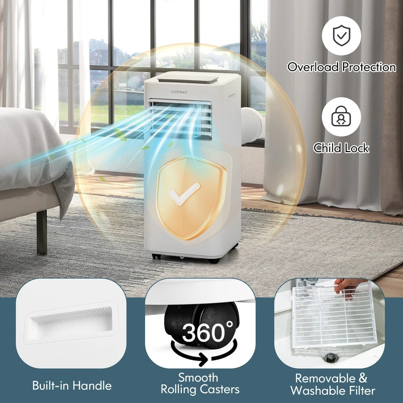 7000/9000 BTU 4-in-1 Portable AC Unit with Remote and App Control-9000 BTU