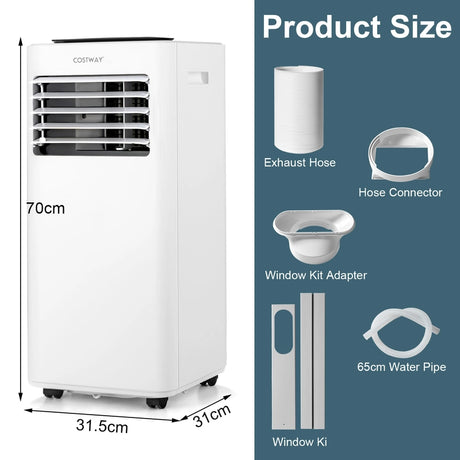 7000/9000 BTU 4-in-1 Portable AC Unit with Remote and App Control-9000 BTU