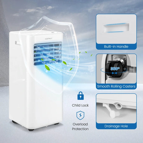 7000/9000 BTU 4-in-1 Portable Air Conditioner with Remote Control-9000 BTU