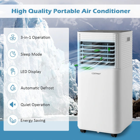 9000 BTU 3-in-1 Portable Air Conditionerwith Fan and Dehumidifier Mode-Black