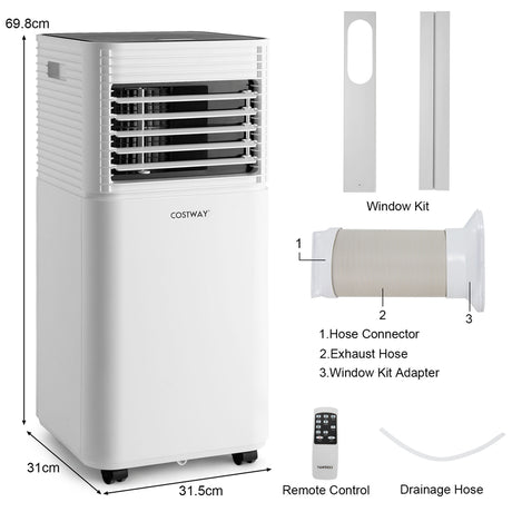 9000 BTU 3-in-1 Portable Air Conditionerwith Fan and Dehumidifier Mode-Black