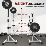 HOMCOM Weights Bar Barbell Rack Squat Stand Adjustable Portable Weight Lifting Max Load 200kg, Suitable For Home Gym Training Work Out